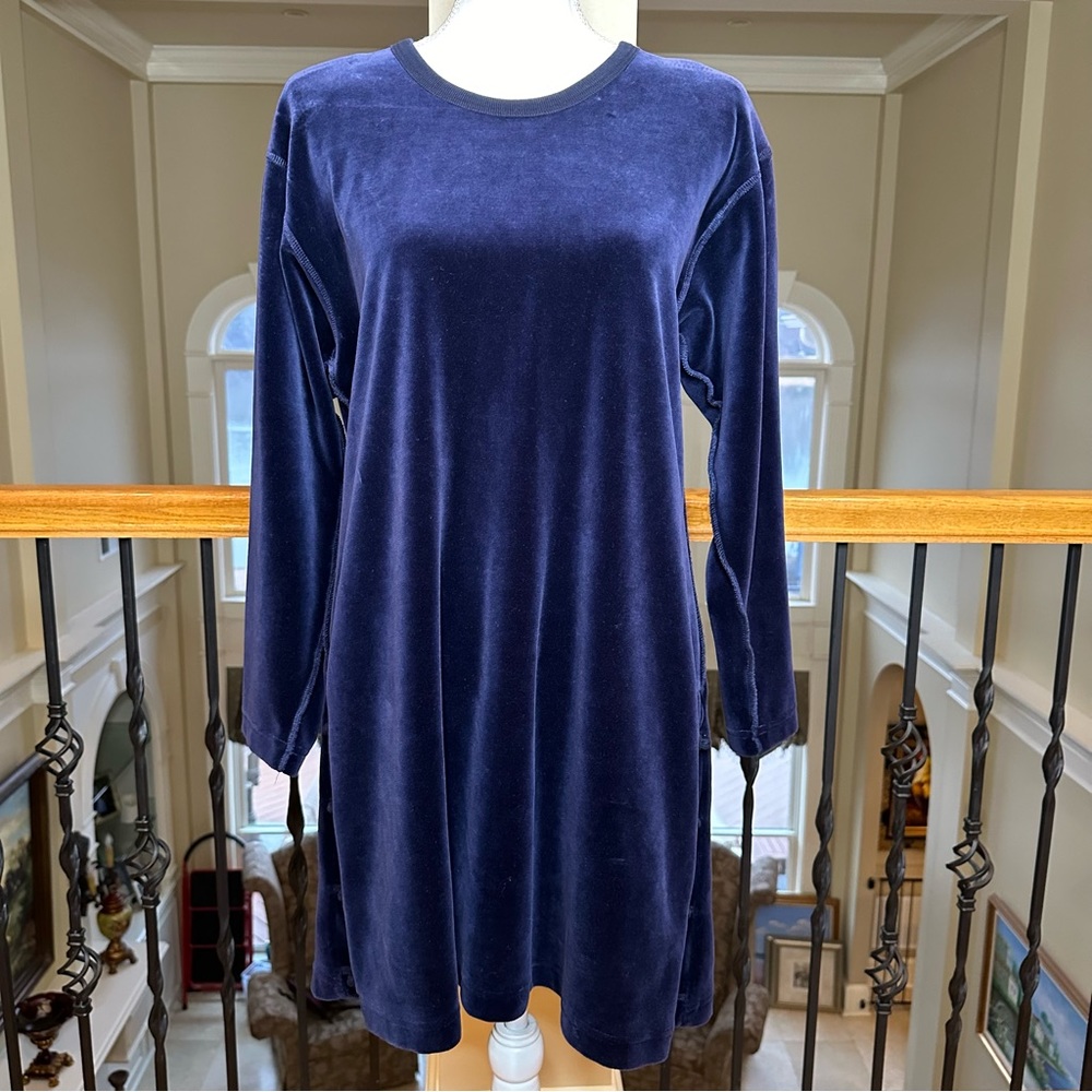 Sonia Rykiel/Bergdorf Goodman Exclusive/Fluid Velvet Dress, Navy. Size 42 (US 6)